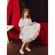 Платье нарядное для девочки MINAKU: PartyDress с рукавами, цвет молочный, рост 104 см
