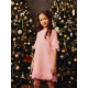 Платье нарядное для девочки MINAKU: PartyDress с перьями, розовое, рост 110-116 см