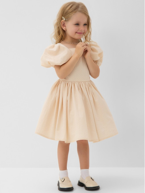 Платье нарядное для девочки с подъюбником MINAKU: PartyDress, цвет молочный, рост 104 см
