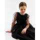 Платье нарядное для девочки MINAKU: PartyDress с рукавами, чёрное, рост 98-104 см