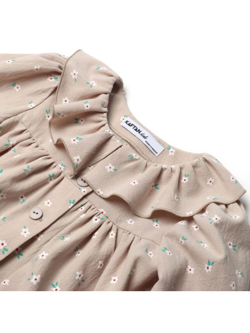 Платье для девочки KAFTAN: Summer cotton с воротником, бежевое, рост 86-92 см