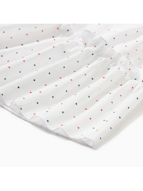 Платье для девочки MINAKU: Cotton collection в горошек, белое, рост 122-128 см