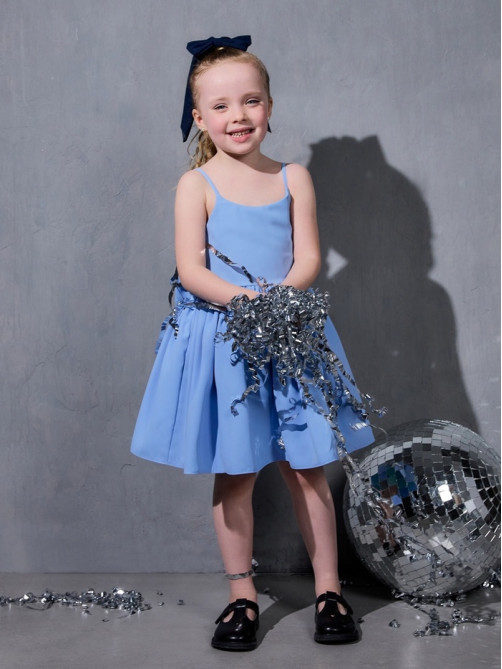 Платье нарядное для девочки MINAKU: Party Dress с бантом, голубое, рост 98-104 см