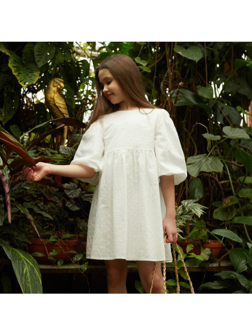 Платье для девочки MINAKU: Cotton collection, белое, рост 98-104 см