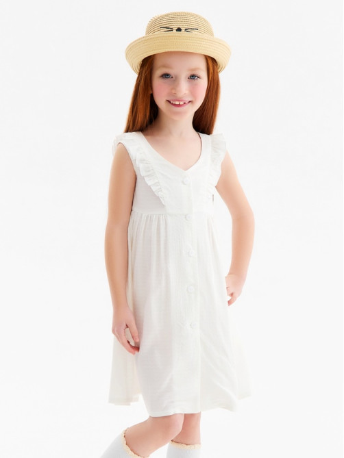 Платье для девочки, MINAKU: Cotton collection, белое, рост 104 см