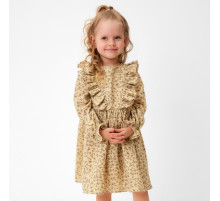 Платье для девочки MINAKU: Cotton collection, бежевое, рост 110-116 см