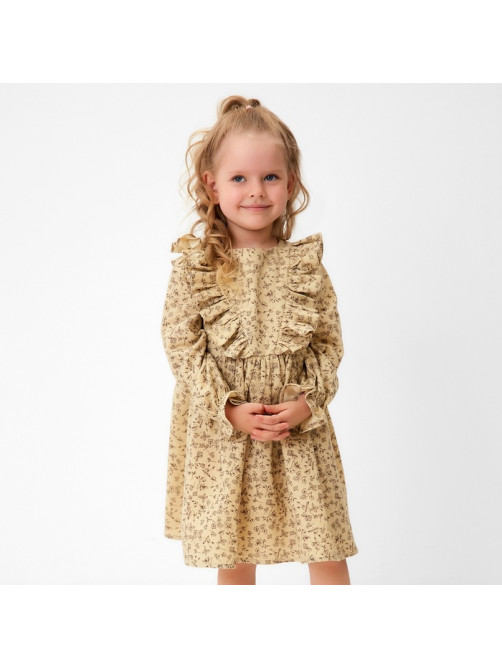 Платье для девочки MINAKU: Cotton collection, бежевое, рост 110-116 см