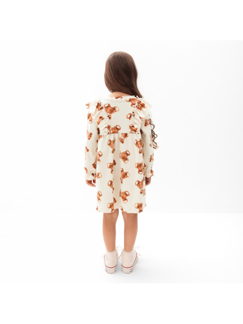 Платье с рюшами для девочки KAFTAN «Мишки», бежевое, рост 86-92 см
