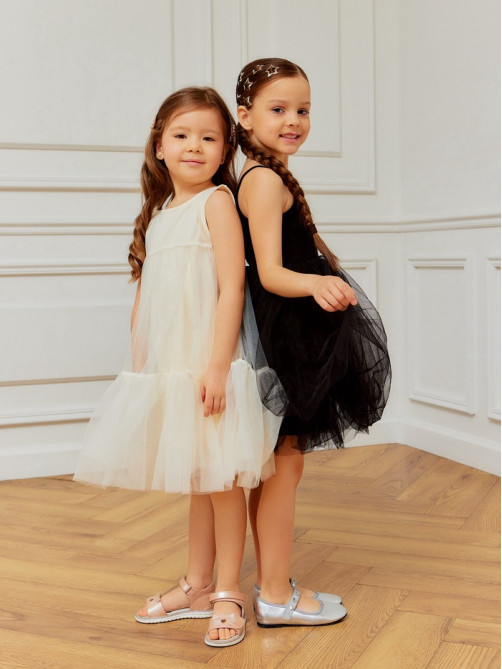 Платье нарядное для девочки MINAKU: PartyDress, цвет молочный, рост 110 см