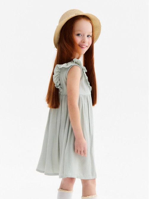 Платье для девочки, MINAKU: Cotton collection, оливковое, рост 104 см