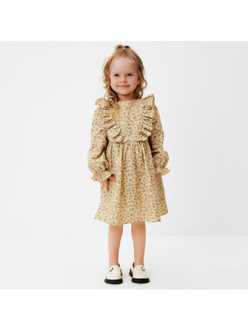 Платье для девочки MINAKU: Cotton collection, бежевое, рост 110-116 см
