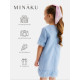 Платье нарядное для девочки MINAKU: PartyDress с перьями, голубое, рост 152-158 см