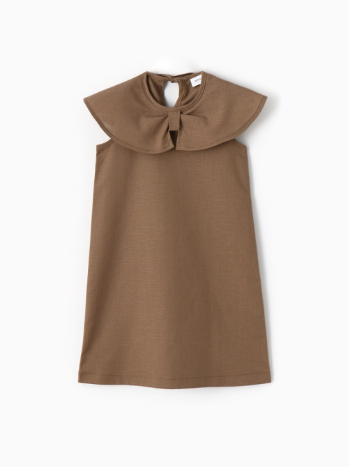 Платье для девочки, MINAKU: linen summer, коричневое, рост 110 см