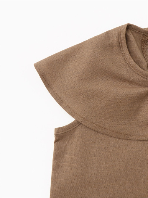 Платье для девочки, MINAKU: linen summer, коричневое, рост 116 см