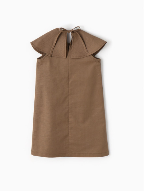 Платье для девочки, MINAKU: linen summer, коричневое, рост 122 см