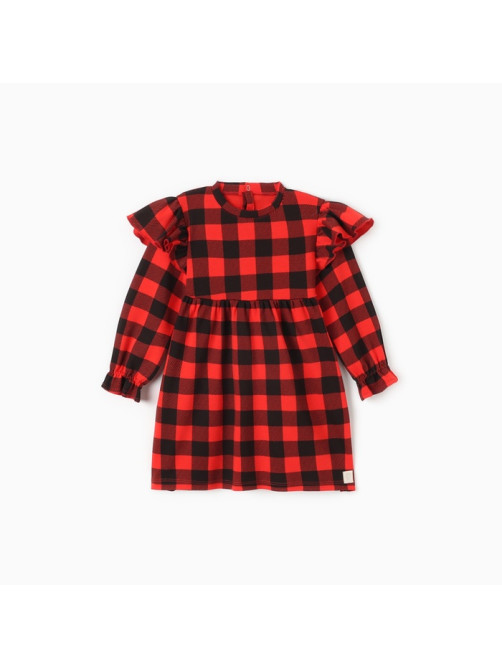 Платье с рюшами для девочки KAFTAN «Клеточка», рост 86-92 см