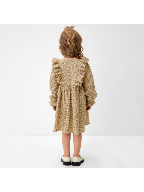 Платье для девочки MINAKU: Cotton collection, бежевое, рост 110-116 см