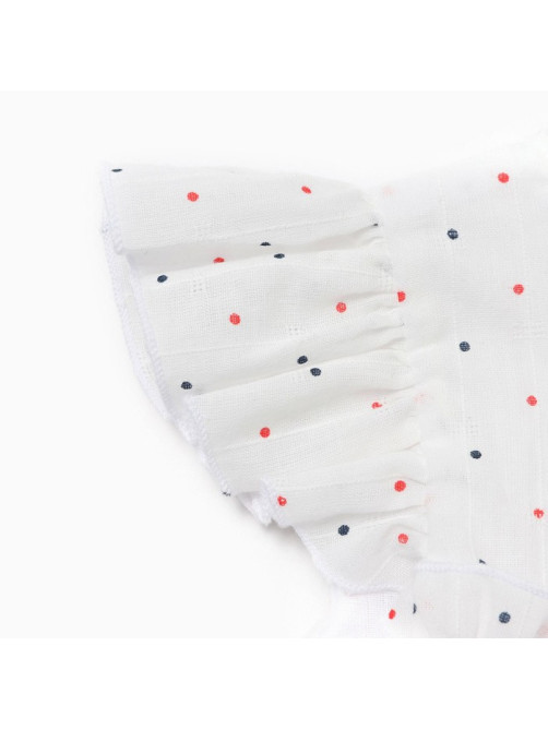 Платье для девочки MINAKU: Cotton collection в горошек, белое, рост 122-128 см