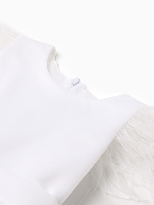 Платье нарядное для девочки KAFTAN с перьями, белое, рост 86-92 см