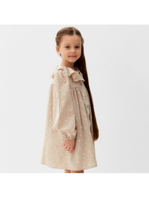 Платье для девочки KAFTAN: Summer cotton с воротником, бежевое, рост 86-92 см