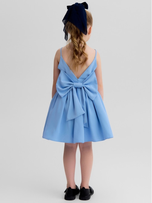 Платье нарядное для девочки MINAKU: Party Dress с бантом, голубое, рост 98-104 см