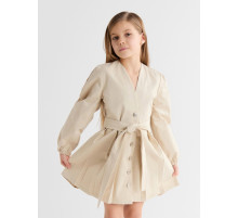 Платье для девочки MINAKU: Jeans collection, бежевое, рост 116-122 см