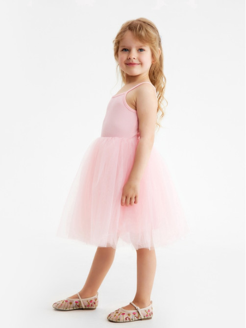 Платье нарядное для девочки MINAKU: PartyDress с пышной юбкой, розовое, рост 86-92 см
