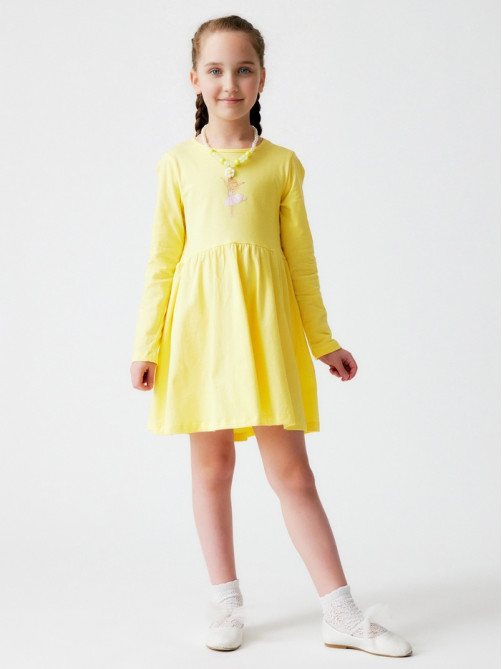 Платье для девочки KAFTAN «Балерина» с длинным рукавом, жёлтое, рост 116-122 см