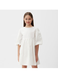 Платье для девочки MINAKU: Cotton collection, белое, рост 104-110 см
