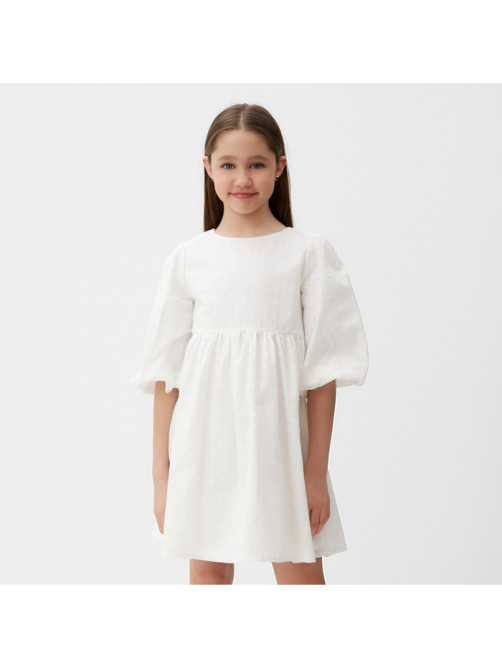 Платье для девочки MINAKU: Cotton collection, белое, рост 104-110 см