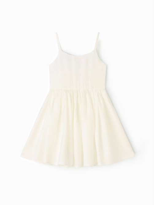 Платье нарядное для девочки MINAKU: Party Dress с бантом, цвет молочный, рост 110-116 см