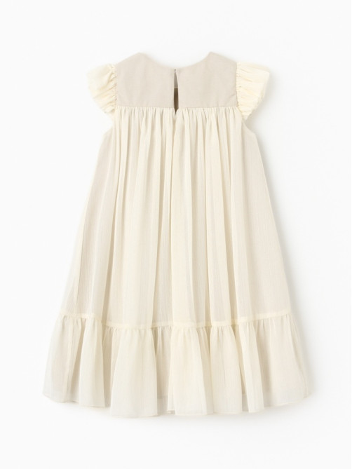 Платье нарядное для девочки MINAKU: PartyDress, цвет молочный, рост 92-98 см, шифон