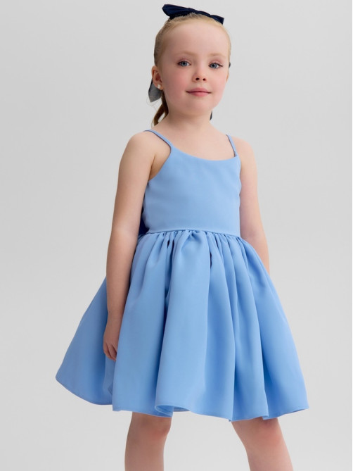 Платье нарядное для девочки MINAKU: Party Dress с бантом, голубое, рост 98-104 см