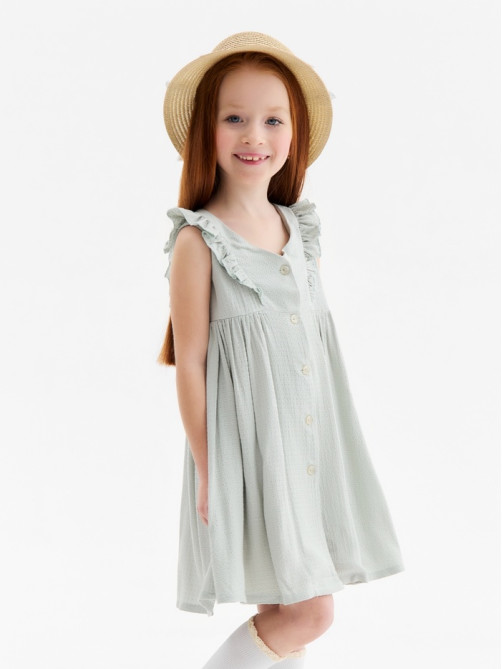 Платье для девочки, MINAKU: Cotton collection, оливковое, рост 104 см
