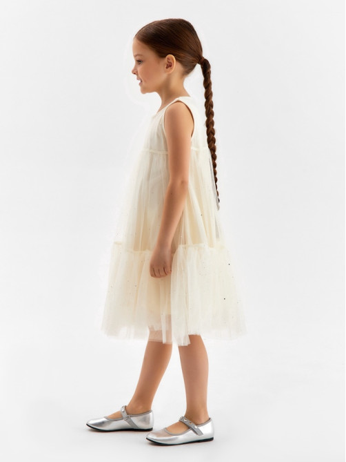 Платье нарядное для девочки MINAKU: PartyDress, цвет молочный, рост 116 см