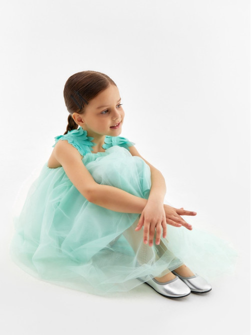Платье нарядное для девочки MINAKU: PartyDress, цвет мятный, рост 122-128 см