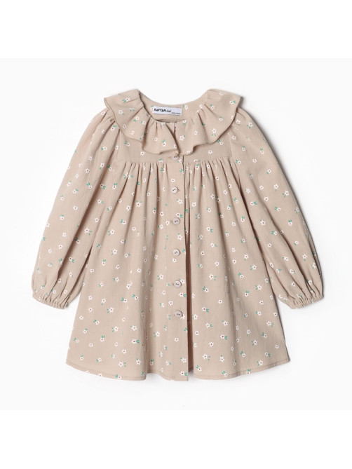 Платье для девочки KAFTAN: Summer cotton с воротником, бежевое, рост 86-92 см