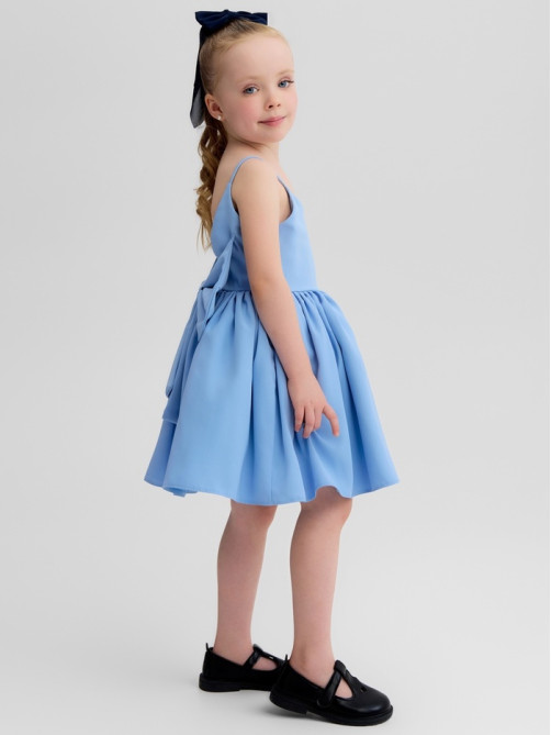 Платье нарядное для девочки MINAKU: Party Dress с бантом, голубое, рост 98-104 см