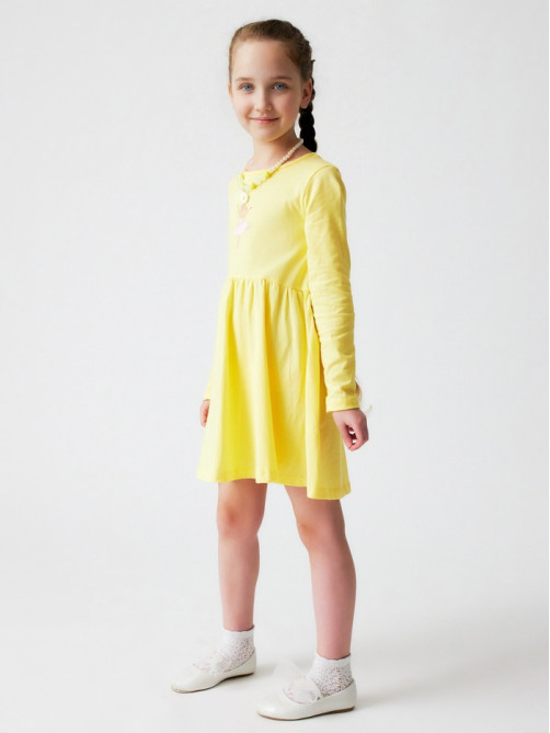 Платье для девочки KAFTAN «Балерина» с длинным рукавом, жёлтое, рост 122-128 см