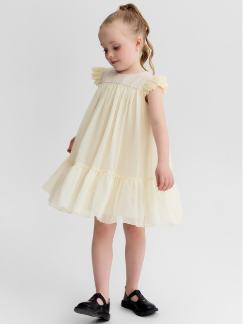Платье нарядное для девочки MINAKU: PartyDress, цвет молочный, рост 110-116 см, шифон