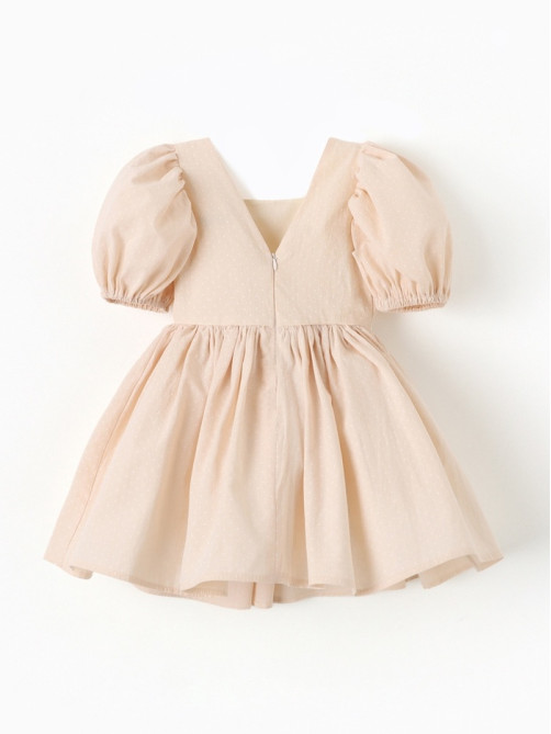 Платье нарядное для девочки с подъюбником MINAKU: PartyDress, цвет молочный, рост 98 см