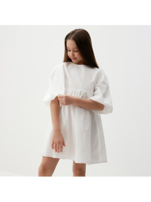 Платье для девочки MINAKU: Cotton collection, белое, рост 166-122 см