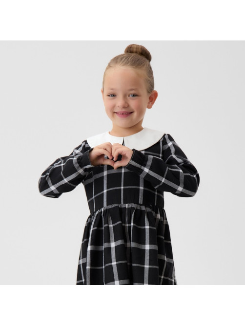 Платье школьное для девочки KAFTAN «Клетка», чёрное, размер 32 (110-116 см)