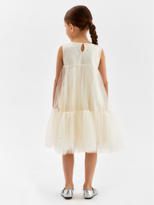 Платье нарядное для девочки MINAKU: PartyDress, цвет молочный, рост 104 см