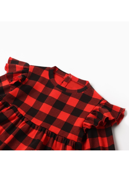 Платье с рюшами для девочки KAFTAN «Клеточка», рост 110-116 см