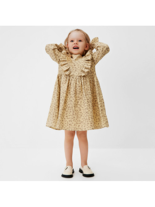 Платье для девочки MINAKU: Cotton collection, бежевое, рост 110-116 см