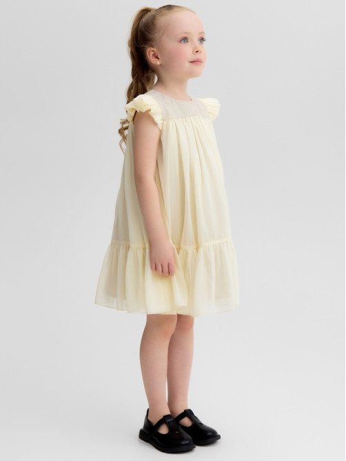 Платье нарядное для девочки MINAKU: PartyDress, цвет молочный, рост 116-122 см, шифон