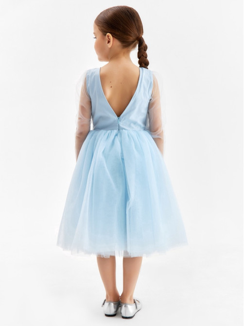 Платье нарядное для девочки MINAKU: PartyDress, голубое, рост 104-110 см