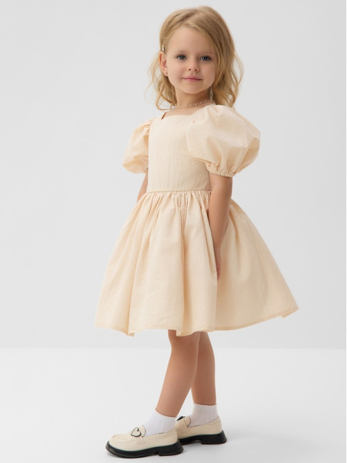 Платье нарядное для девочки с подъюбником MINAKU: PartyDress, цвет молочный, рост 104 см