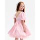 Платье нарядное для девочки MINAKU: PartyDress с рукавами, розовое, рост 110 см